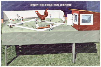 Henry the Home Run Chicken Vintage Postcard 1930 - 1945 - Available at KNOWOL