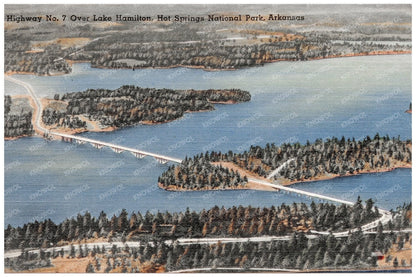 Highway No. 7 Lake Hamilton Postcard 1930s to 1945 - Available at KNOWOL