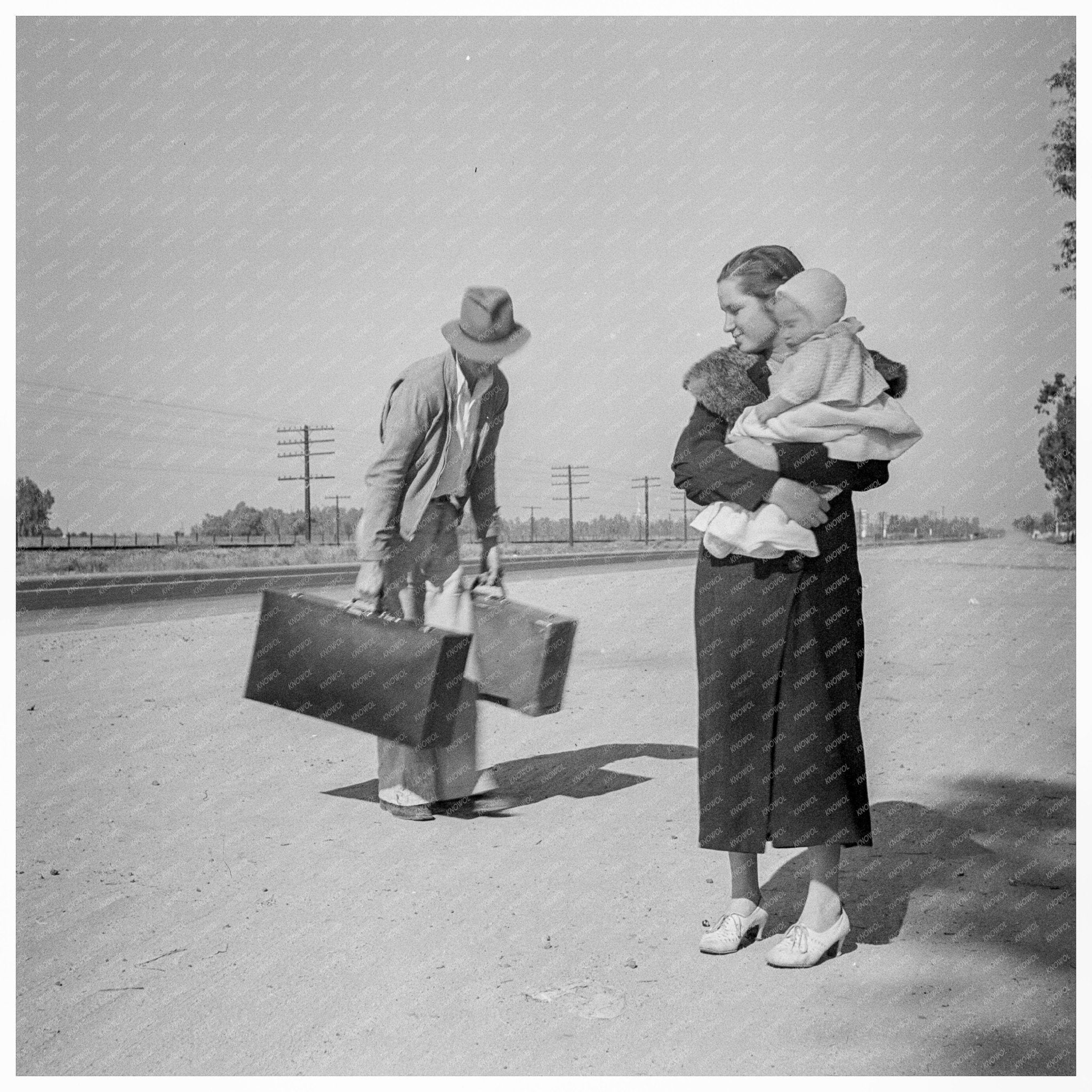 Hitchhiking Family on Highway 99 California 1936 - Available at KNOWOL