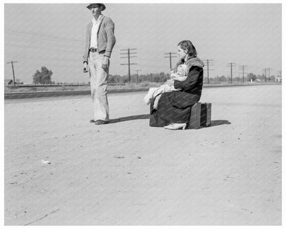 Hitchhiking Family on U.S. Highway 99 California 1936 - Available at KNOWOL