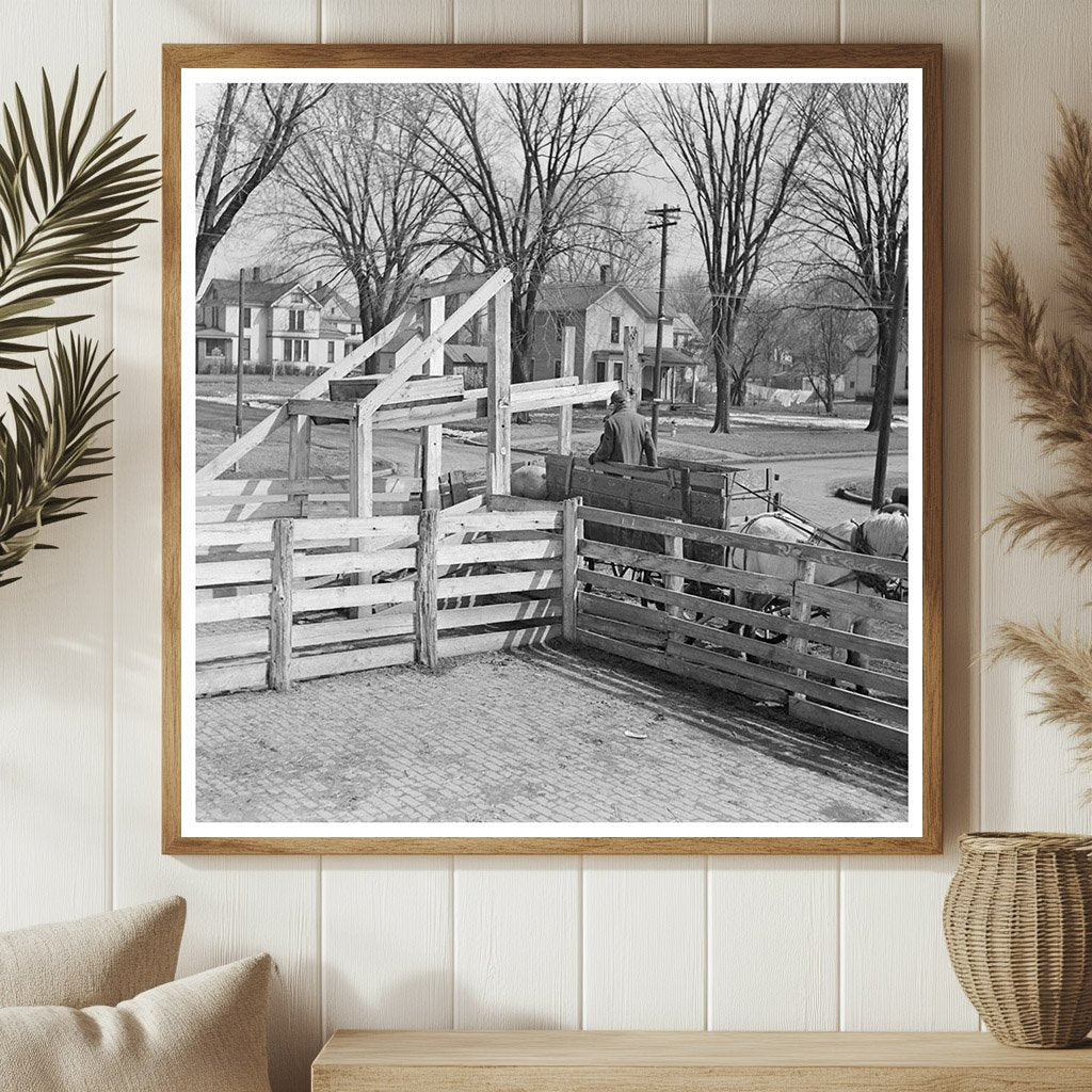 Hogs Unloaded at Aledo Stockyards Mercer County 1937 - Available at KNOWOL