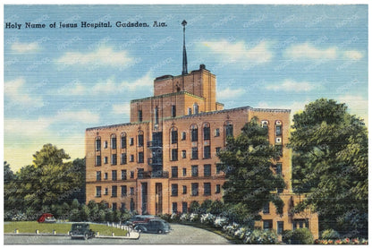 Holy Name of Jesus Hospital Gadsden Alabama Postcard 1930 1945 - Available at KNOWOL