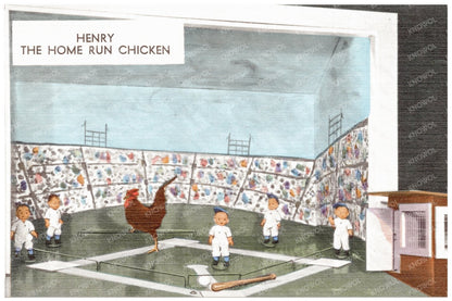 Home Run Chicken Vintage Postcard 1930 - 1945 - Available at KNOWOL