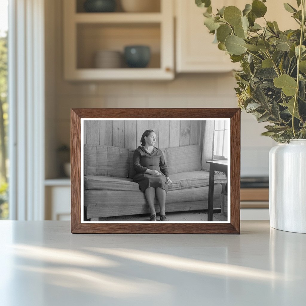 Homesteaders Wife on Sofa in Chicot Farms Arkansas 1939 - Available at KNOWOL