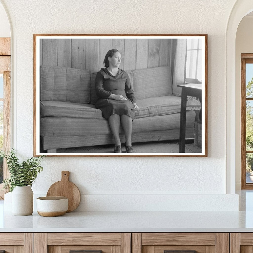 Homesteaders Wife on Sofa in Chicot Farms Arkansas 1939 - Available at KNOWOL