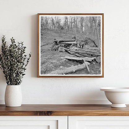 Horse and Wagon Transporting Logs to Sawmill 1937 - Available at KNOWOL