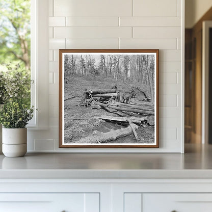 Horse and Wagon Transporting Logs to Sawmill 1937 - Available at KNOWOL