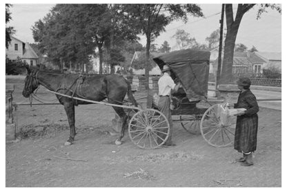 Horse - Drawn Buggy Grocery Loading Lafayette 1938 - Available at KNOWOL