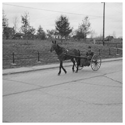 Horse - Drawn Carriage in Crystal Falls Michigan 1937 - Available at KNOWOL