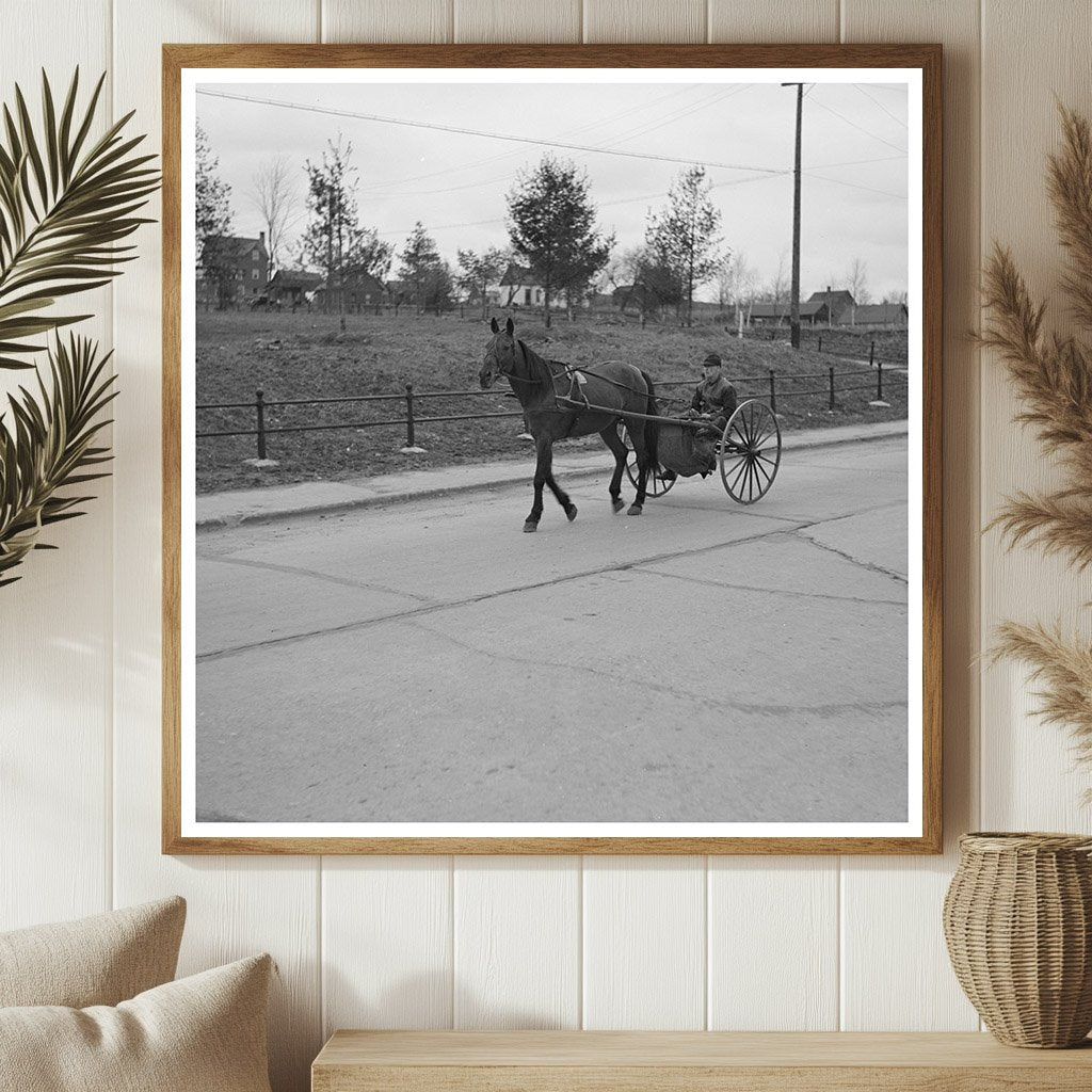 Horse - Drawn Carriage in Crystal Falls Michigan 1937 - Available at KNOWOL