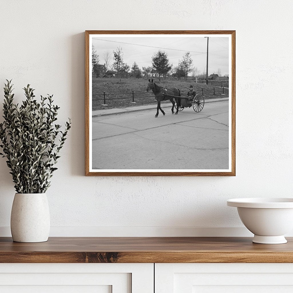 Horse - Drawn Carriage in Crystal Falls Michigan 1937 - Available at KNOWOL