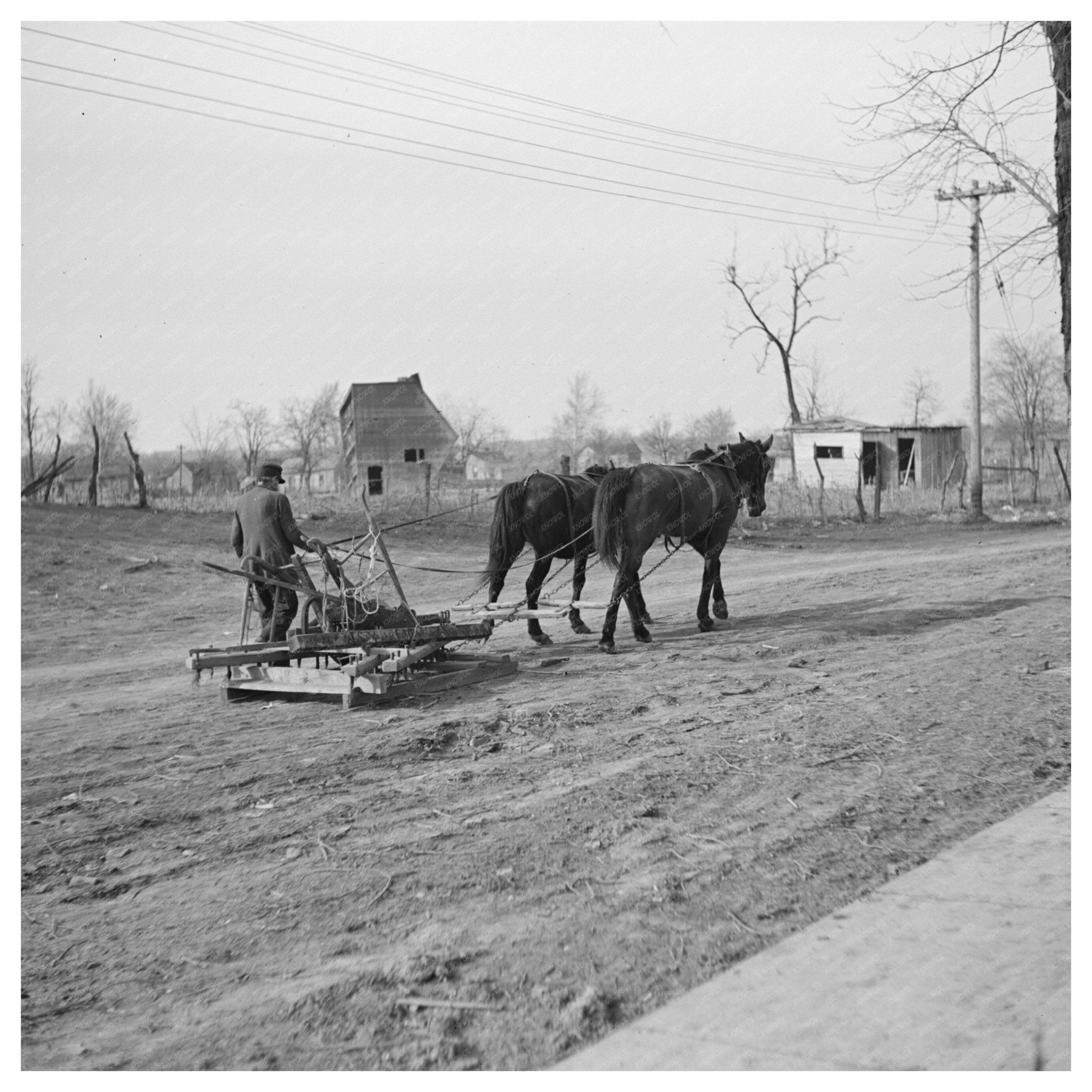 Horse - Drawn Mud Sled in Shawneetown Flood April 1937 - Available at KNOWOL