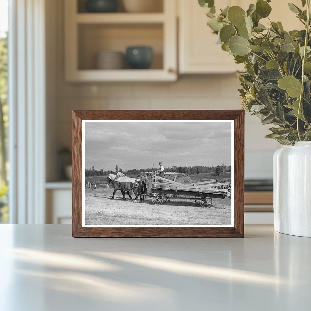 Horses and Hay Wagon on Minnesota Farm 1937 - Available at KNOWOL