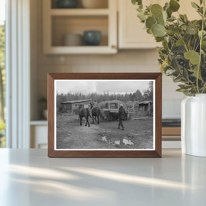 Horses Led to Barn in Rural Minnesota September 1937 - Available at KNOWOL