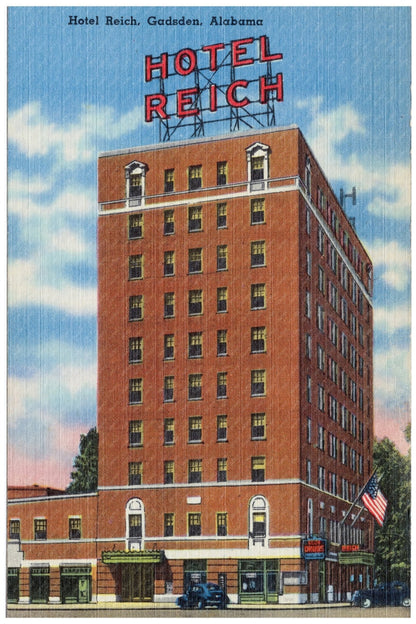 Hotel Reich Gadsden Alabama Vintage Postcard 1930 - 1945 - Available at KNOWOL