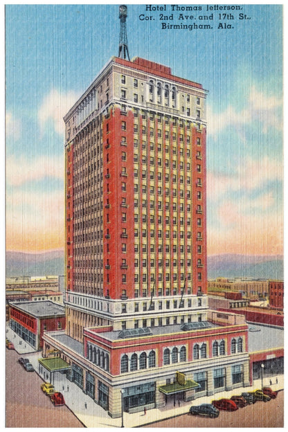 Hotel Thomas Jefferson Vintage Postcard Birmingham Alabama 1930 - 1945 - Available at KNOWOL