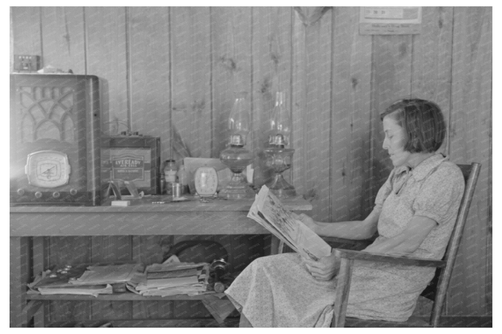 Housewife Reading in Living Room Arkansas 1939 - Available at KNOWOL