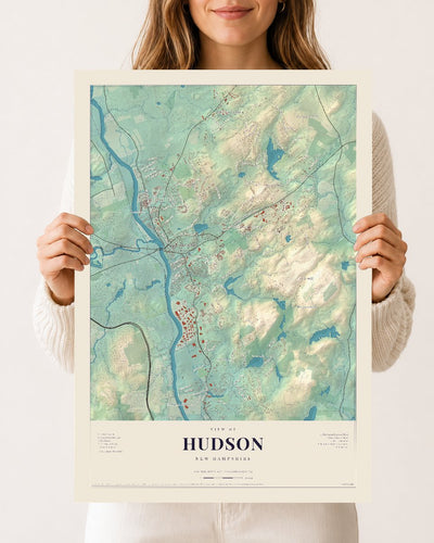 Hudson, New Hampshire map print, 12 x 18 archival matte print
