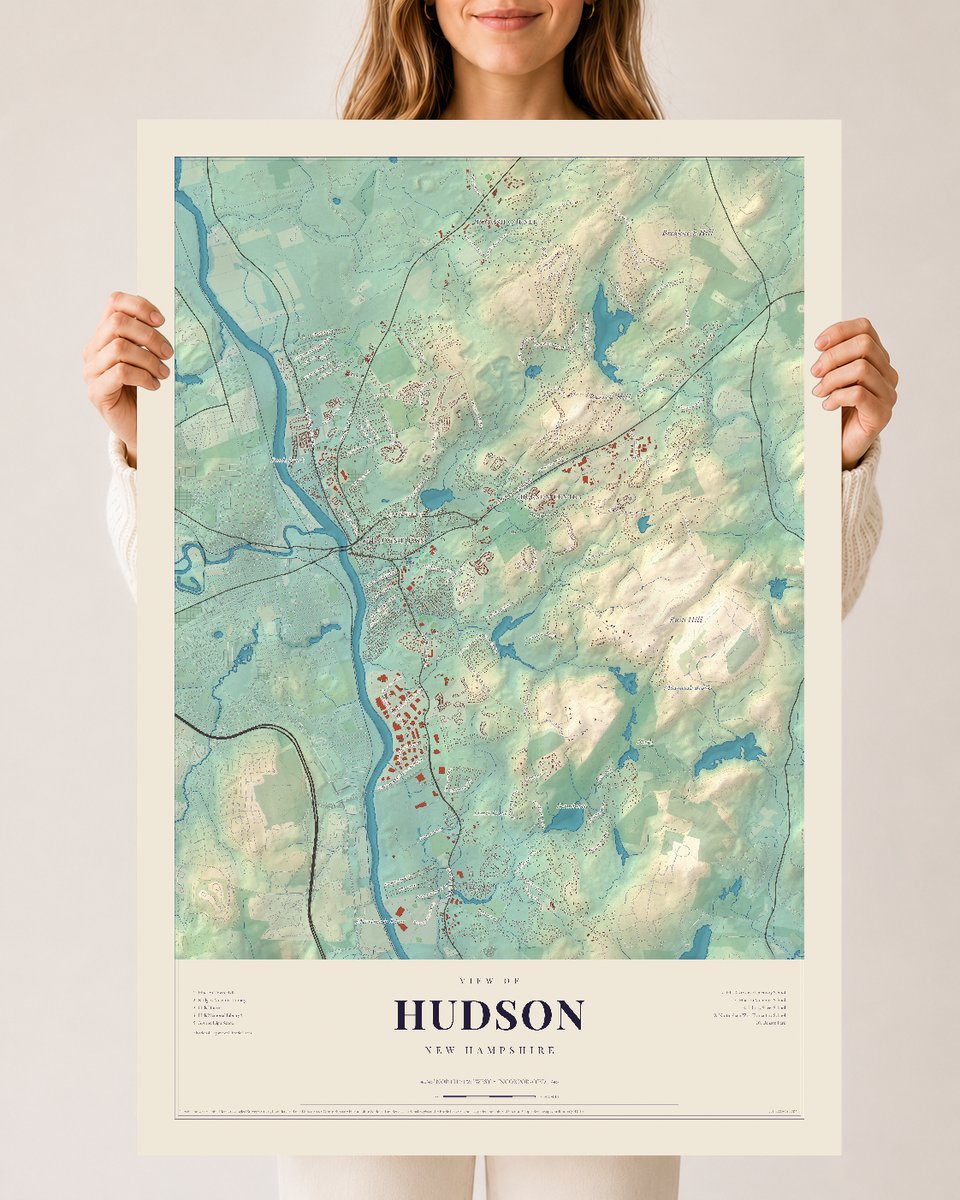 Hudson, New Hampshire map print, 24 x 36 archival matte print