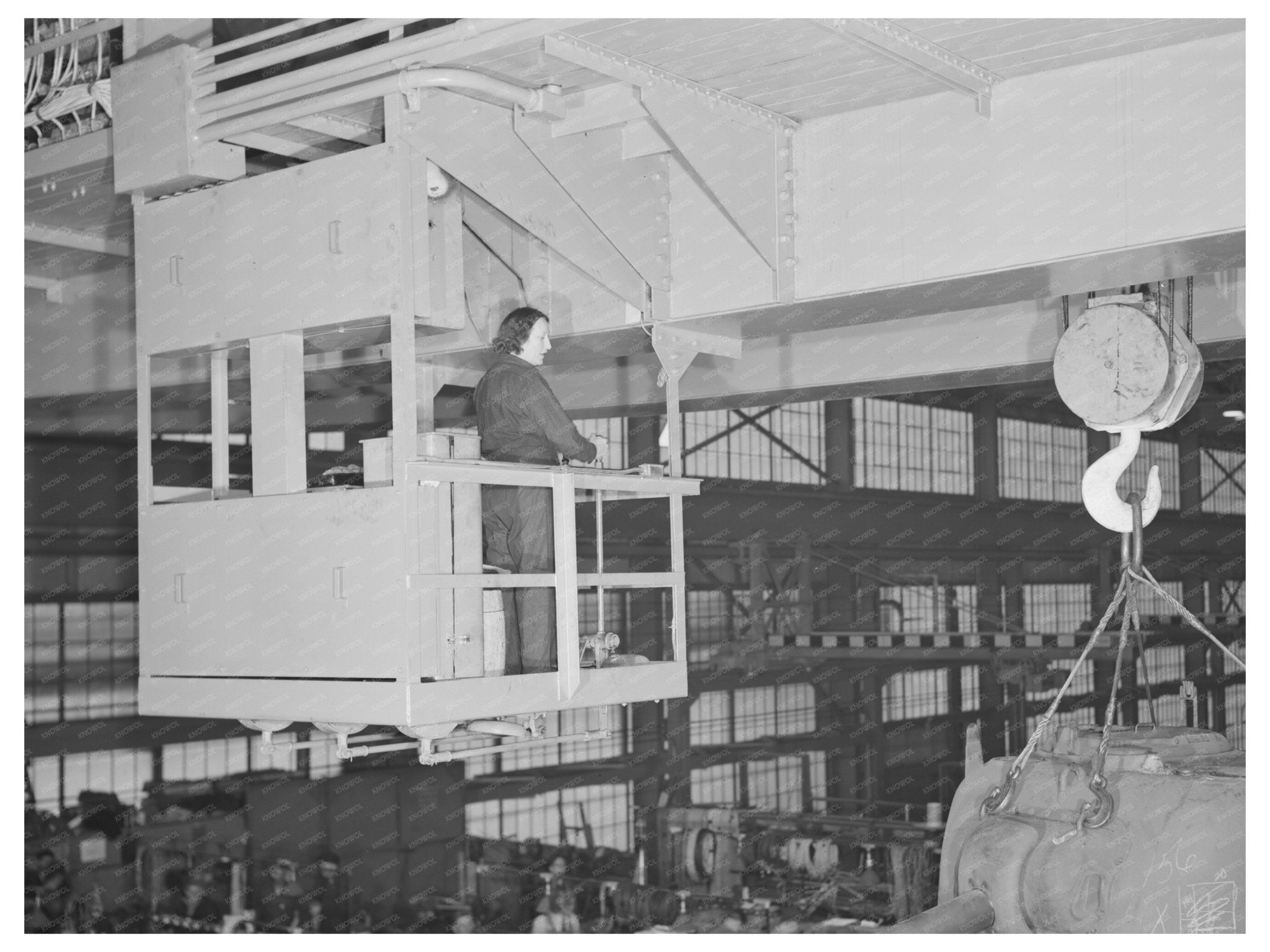 Ida F. Molitor Operating Overhead Crane January 1943 - Available at KNOWOL