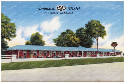 Imbusch Motel Cullman Alabama Postcard 1930 - 1945 - Available at KNOWOL