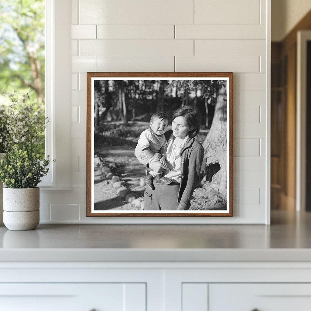 Indian Girl and Baby Cousin at Blueberry Camp 1937 - Available at KNOWOL