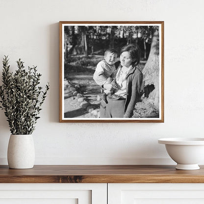 Indian Girl and Baby Cousin at Blueberry Camp 1937 - Available at KNOWOL