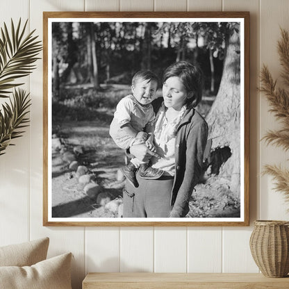 Indian Girl and Baby Cousin at Blueberry Camp 1937 - Available at KNOWOL