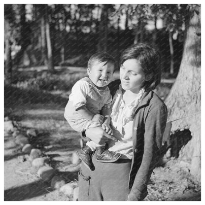 Indian Girl and Baby Cousin at Blueberry Camp 1937 - Available at KNOWOL