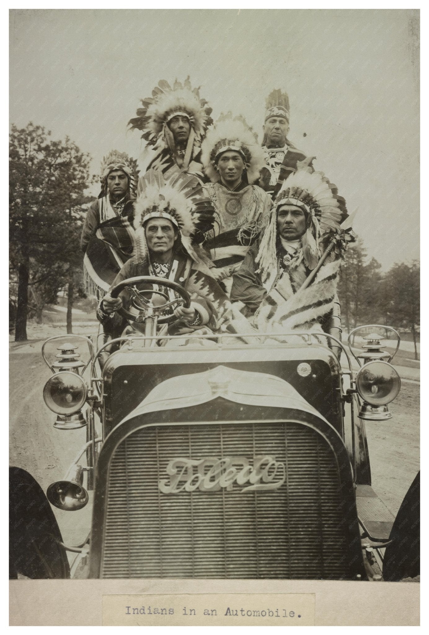 Indians in an Automobile 1905 Vintage Image - Available at KNOWOL