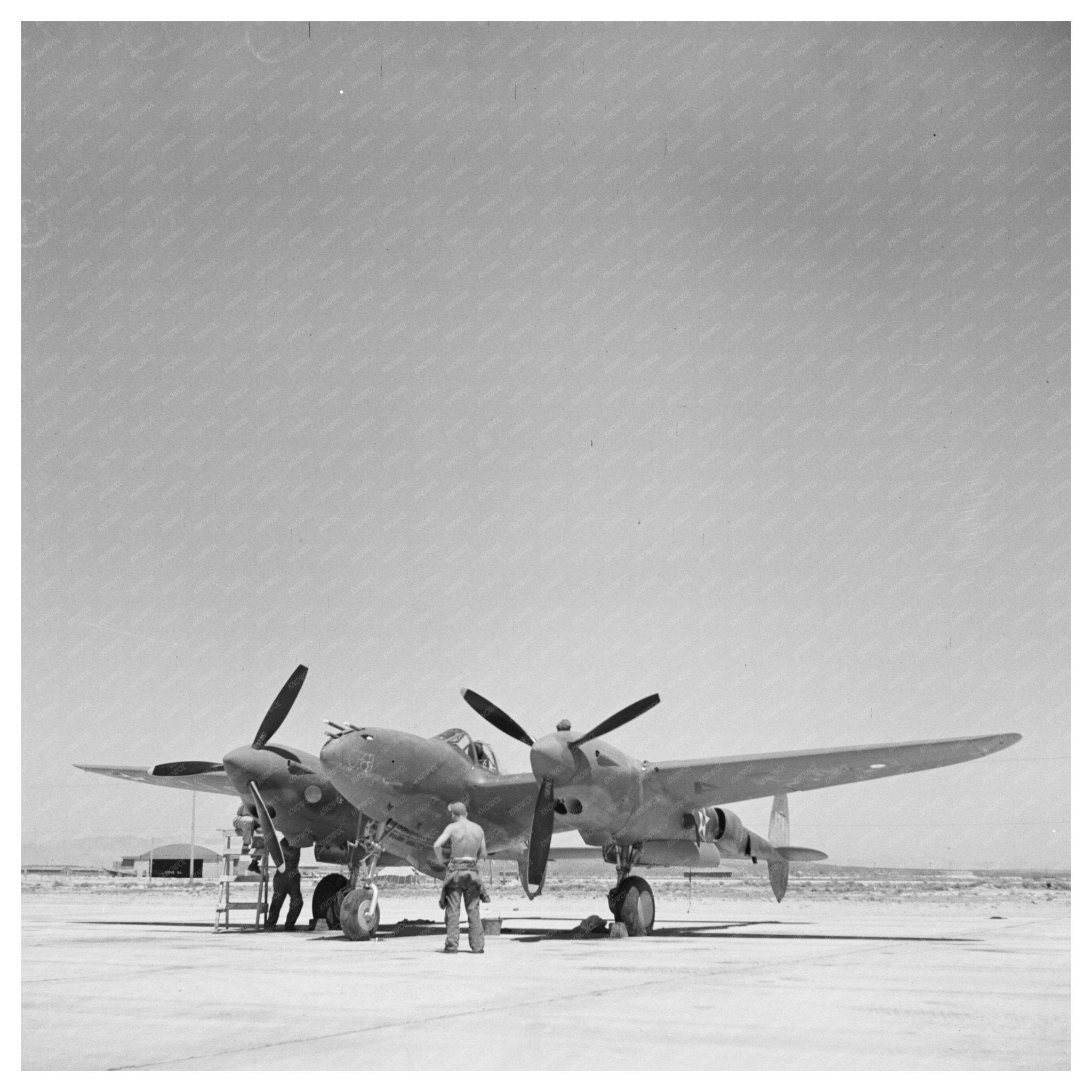 Interceptor Plane at Lake Muroc California May 1942 - Available at KNOWOL