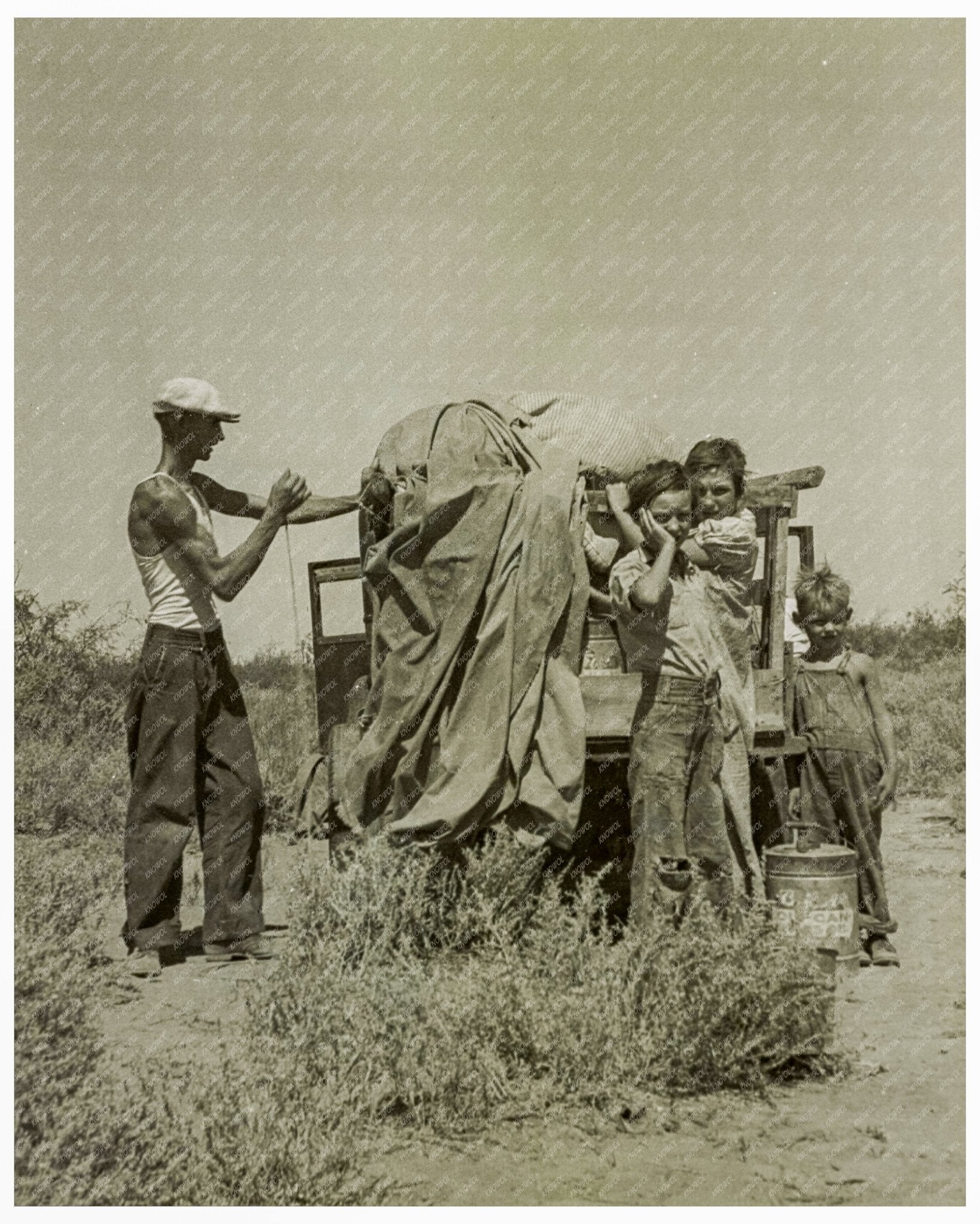 Iowa Painter and Family in Financial Distress New Mexico August 1937 Vintage Photo - Available at KNOWOL