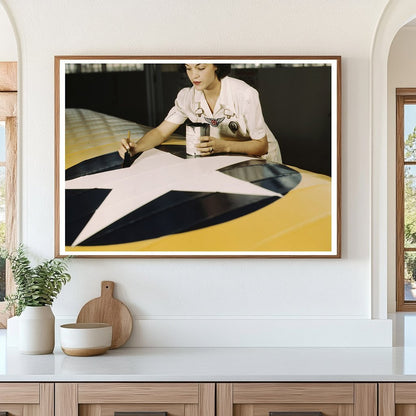 Irma Lee McElroy Painting Insignia on Airplane Wings 1942 - Available at KNOWOL