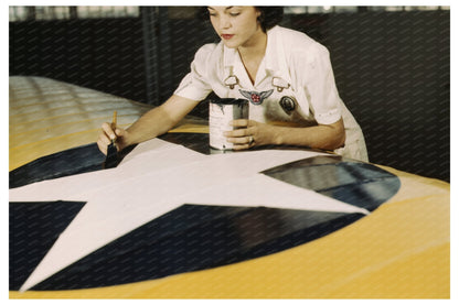 Irma Lee McElroy Painting Insignia on Airplane Wings 1942 - Available at KNOWOL