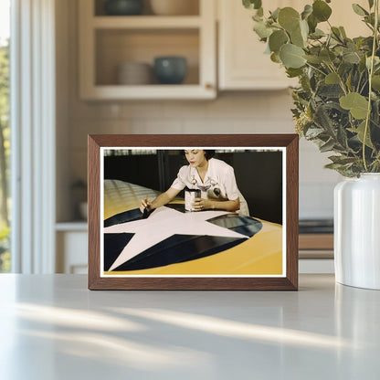 Irma Lee McElroy Painting Insignia on Airplane Wings 1942 - Available at KNOWOL