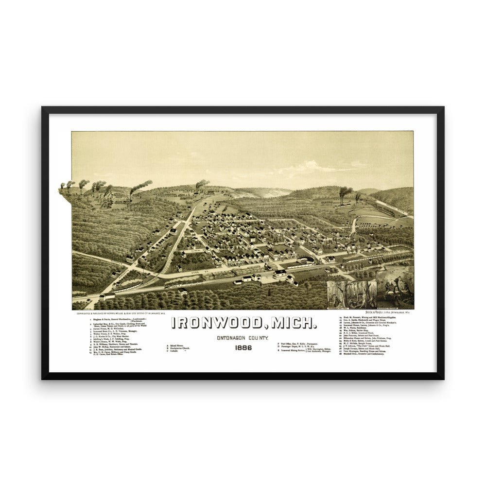 Ironwood, Michigan 1886 Framed - Available at KNOWOL