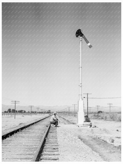 Itinerants Waiting by Railroad Tracks Calipatria 1939 - Available at KNOWOL