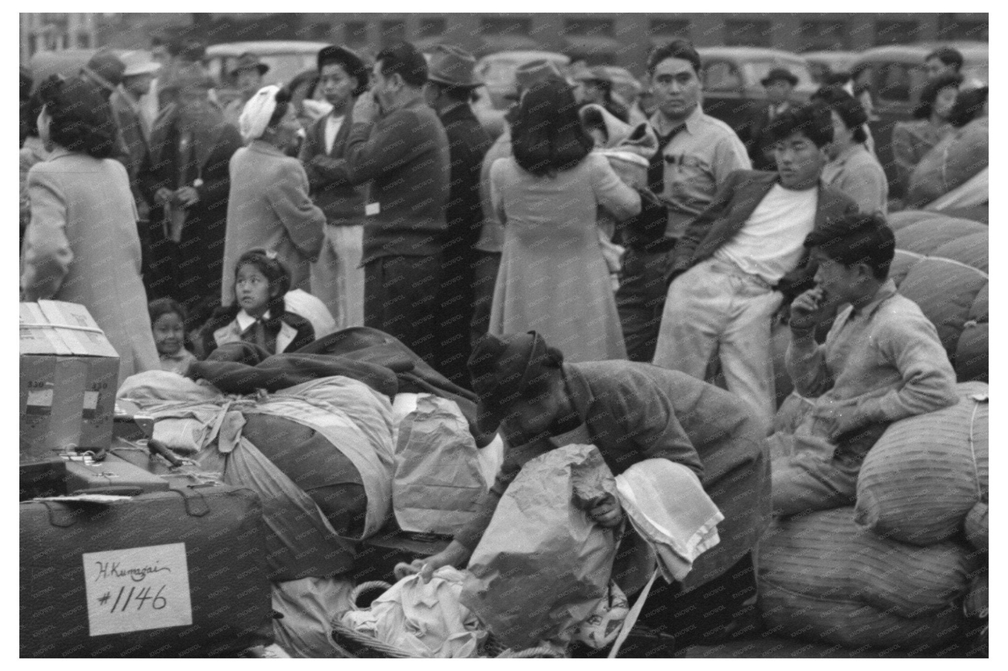 Japanese - American Evacuees at Santa Fe Station 1942 - Available at KNOWOL