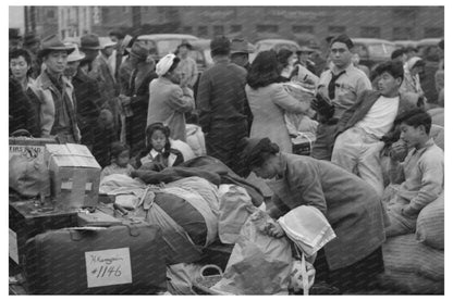 Japanese - American Evacuees at Santa Fe Station April 1942 - Available at KNOWOL