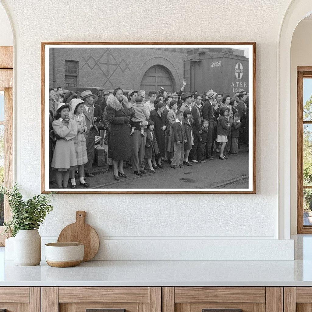 Japanese - American Families Await Train in Los Angeles 1942 - Available at KNOWOL