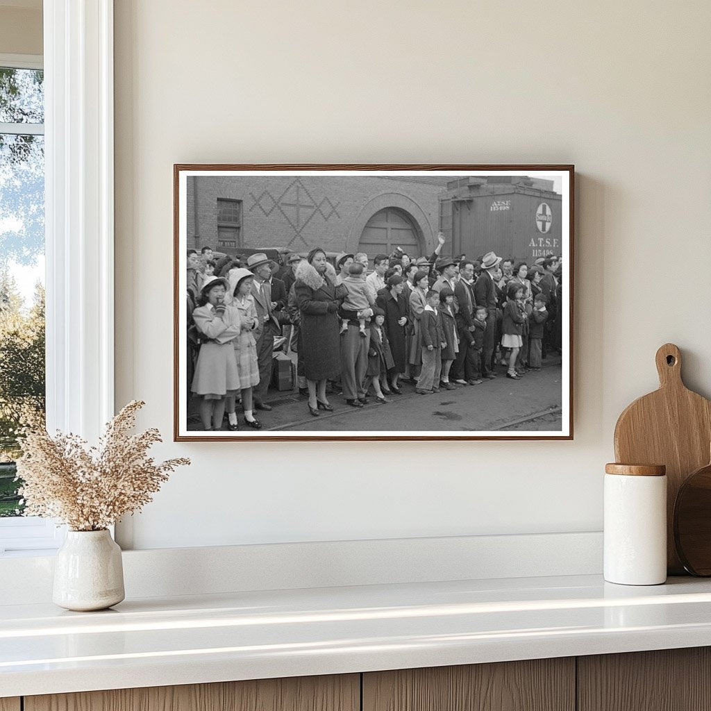 Japanese - American Families Await Train in Los Angeles 1942 - Available at KNOWOL