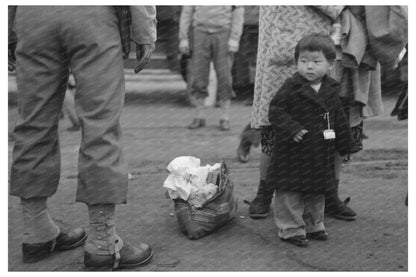 Japanese - American Family at Train Station Los Angeles 1942 - Available at KNOWOL