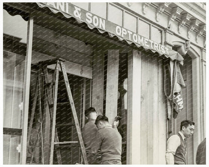 Japanese American Men Boarding Up Shop April 5 1942 - Available at KNOWOL