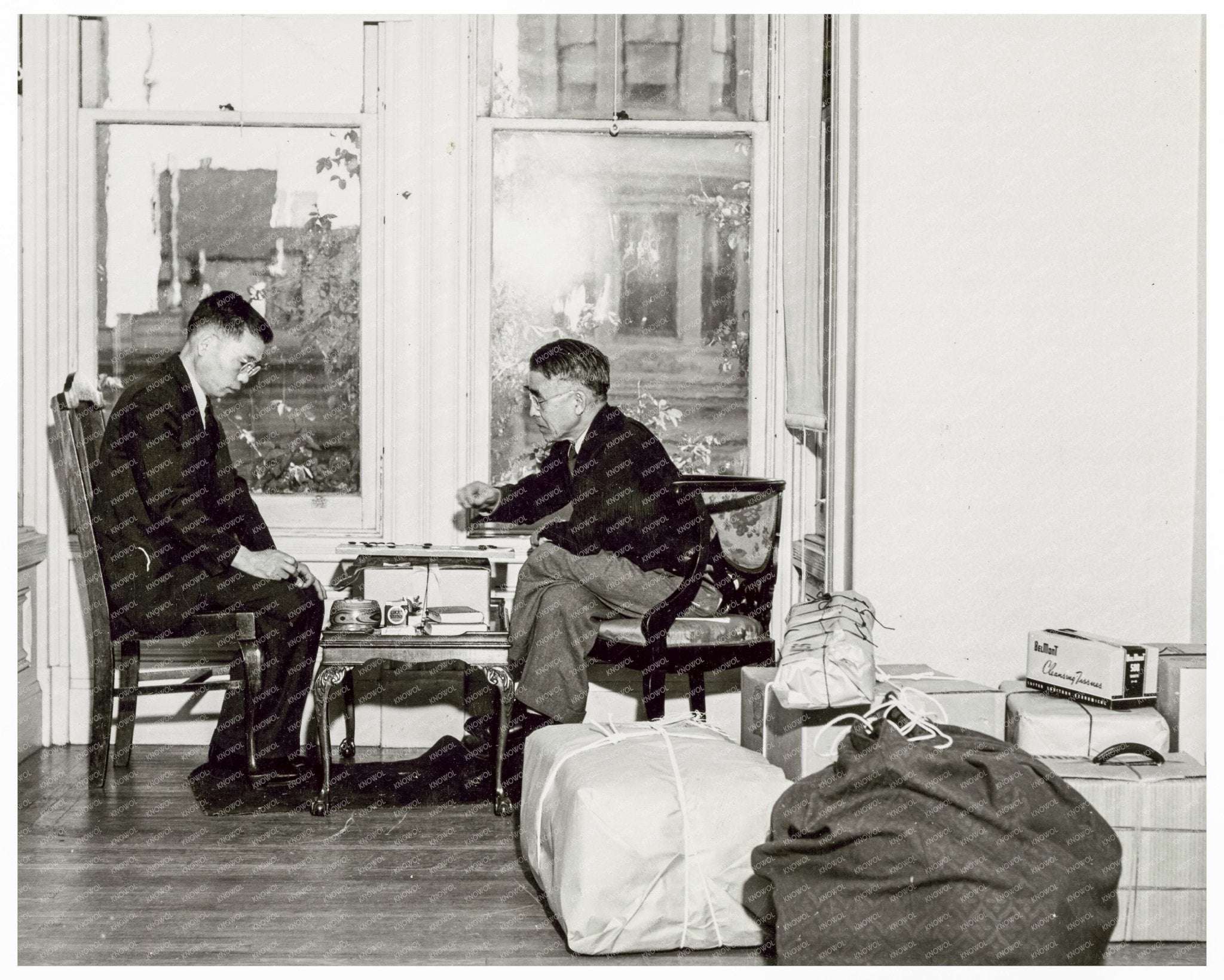 Japanese American Men Playing Go in San Francisco 1942 - Available at KNOWOL