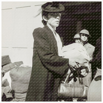 Japanese American Woman at San Francisco Relocation Station 1942 - Available at KNOWOL