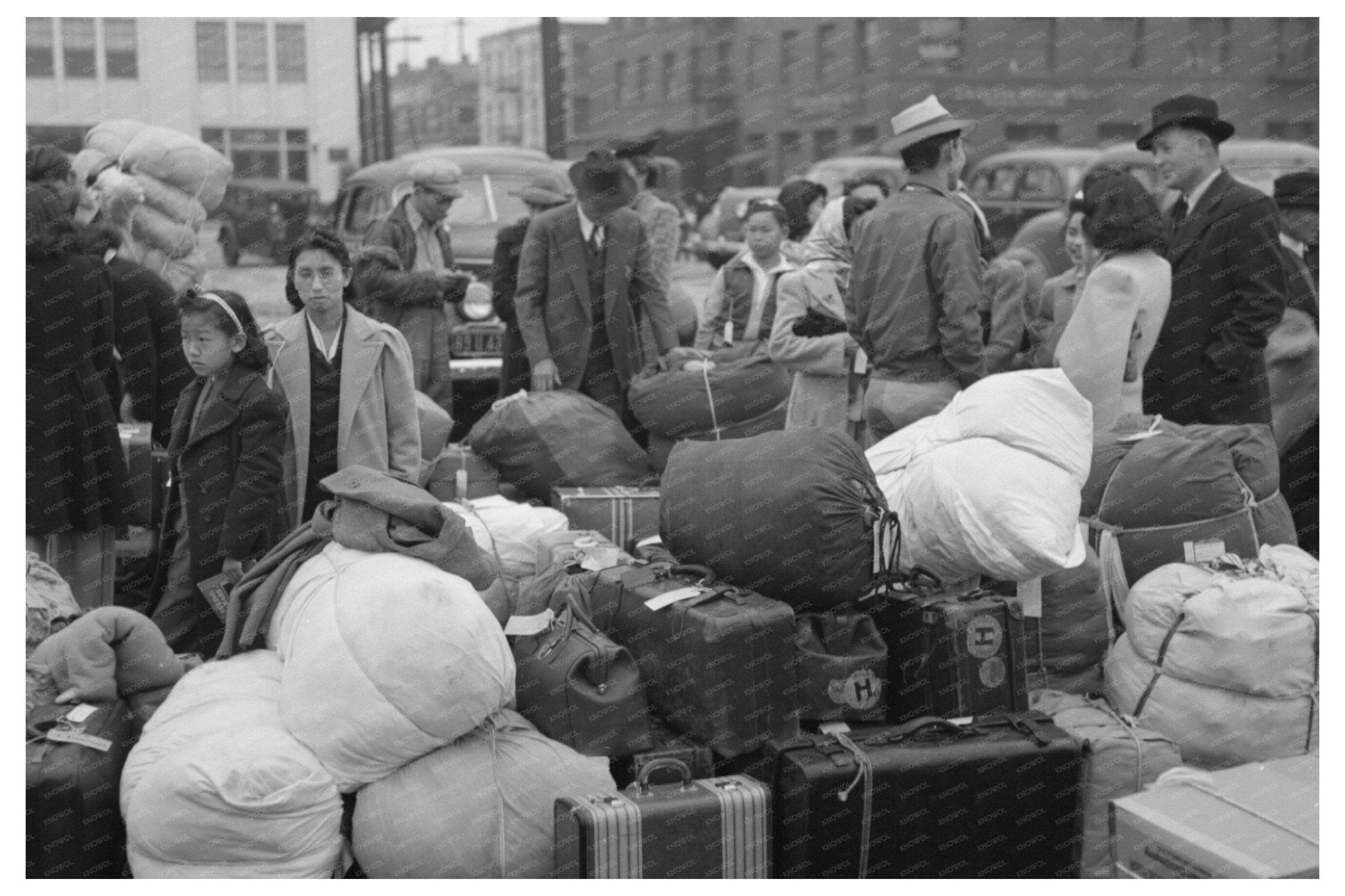 Japanese Americans at Santa Fe Station Los Angeles 1942 - Available at KNOWOL