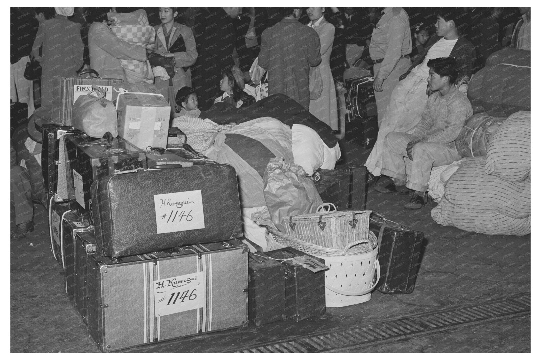 Japanese - Americans at Train Station Los Angeles 1942 - Available at KNOWOL