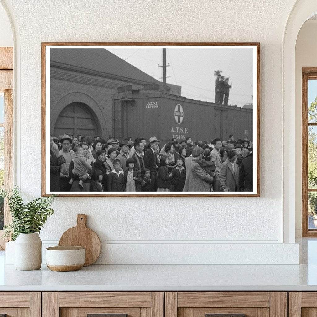 Japanese - Americans Await Train Los Angeles April 1942 - Available at KNOWOL