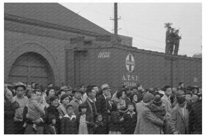 Japanese - Americans Await Train Los Angeles April 1942 - Available at KNOWOL