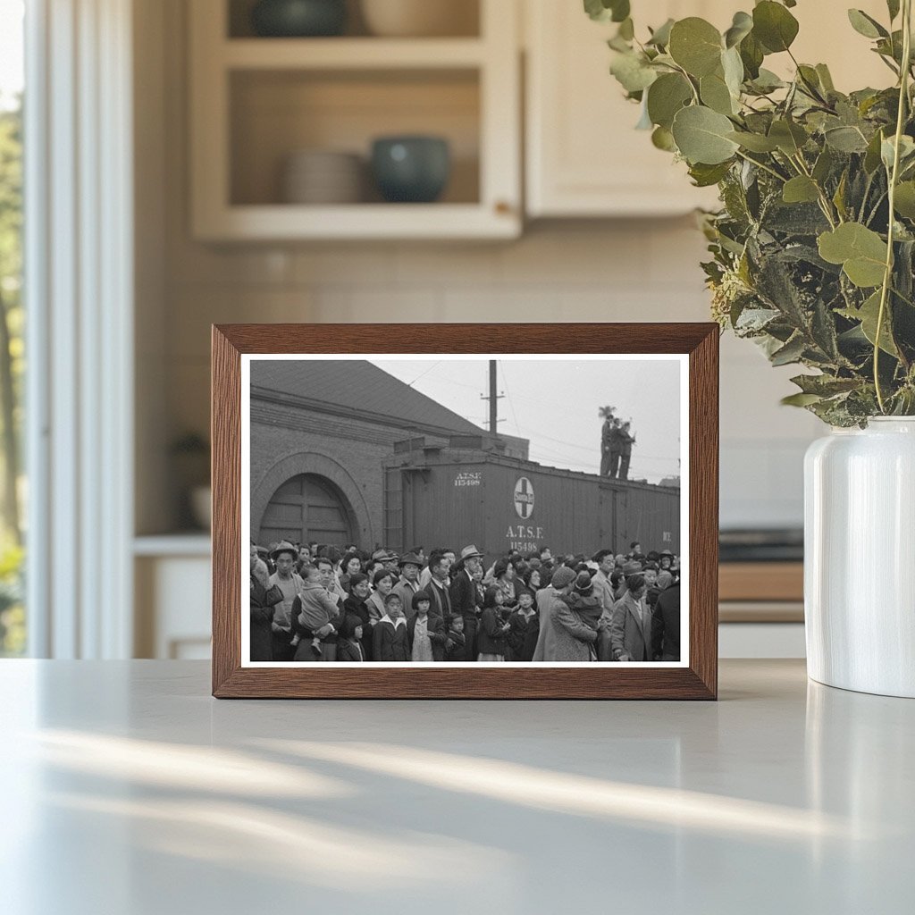 Japanese - Americans Await Train Los Angeles April 1942 - Available at KNOWOL